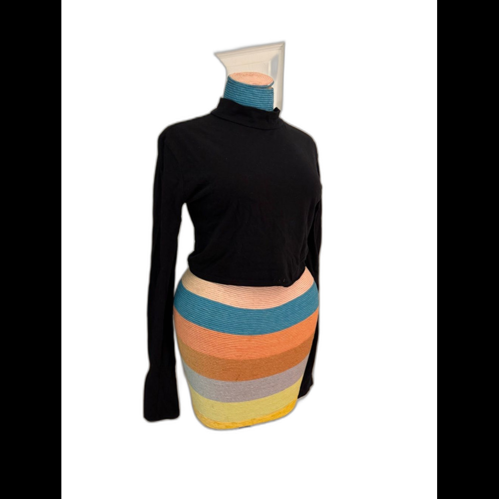 Forever 21 Black Mock Neck Long Sleeve Crop Top